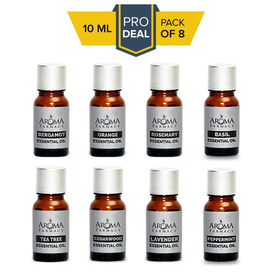 Set of 8 Essential Oils - 100% Pure & Natural (Undiluted) - Aroma Farmacy